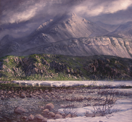 David Rosenthal Oil Painting Cordova Alaska, Broken Light in the Brooks Range image